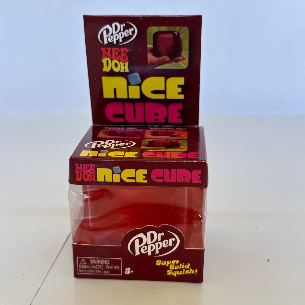 Dr Pepper Nice Cube Super Solid Squish FreeDoh Stress Toy Red New in Box